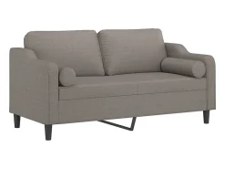 New Sofá 2 lug. +almofadas decoração 140cm tecido cinza-acastanhado PT806895 Taupe
