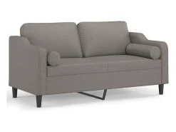 New Sofá 2 lug. +almofadas decoração 140cm tecido cinza-acastanhado PT806895 Taupe