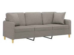 Sofá| Sofá 3 lug. +almofadas decoração 180cm tecido cinza-acastanhado PT509997 Taupe