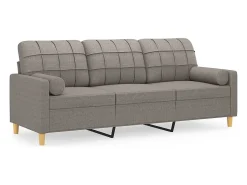 Sofá*vidaxl Sofá 3 lug. +almofadas decoração 180cm tecido cinza-acastanhado Taupe