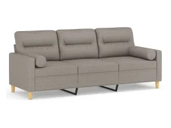Sofá 3 lug. +almofadas decoração 180cm tecido cinza-acastanhado PT864591^ Sofá
