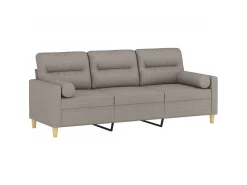Sofá 3 lug. +almofadas decoração 180cm tecido cinza-acastanhado PT864591^ Sofá