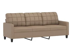 Sofá* Sofá 3 lug. c/ almofadas 180 cm couro artif. cappuccino PT353805 Castanho