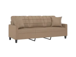 Sofá* Sofá 3 lug. c/ almofadas 180 cm couro artif. cappuccino PT353805 Castanho
