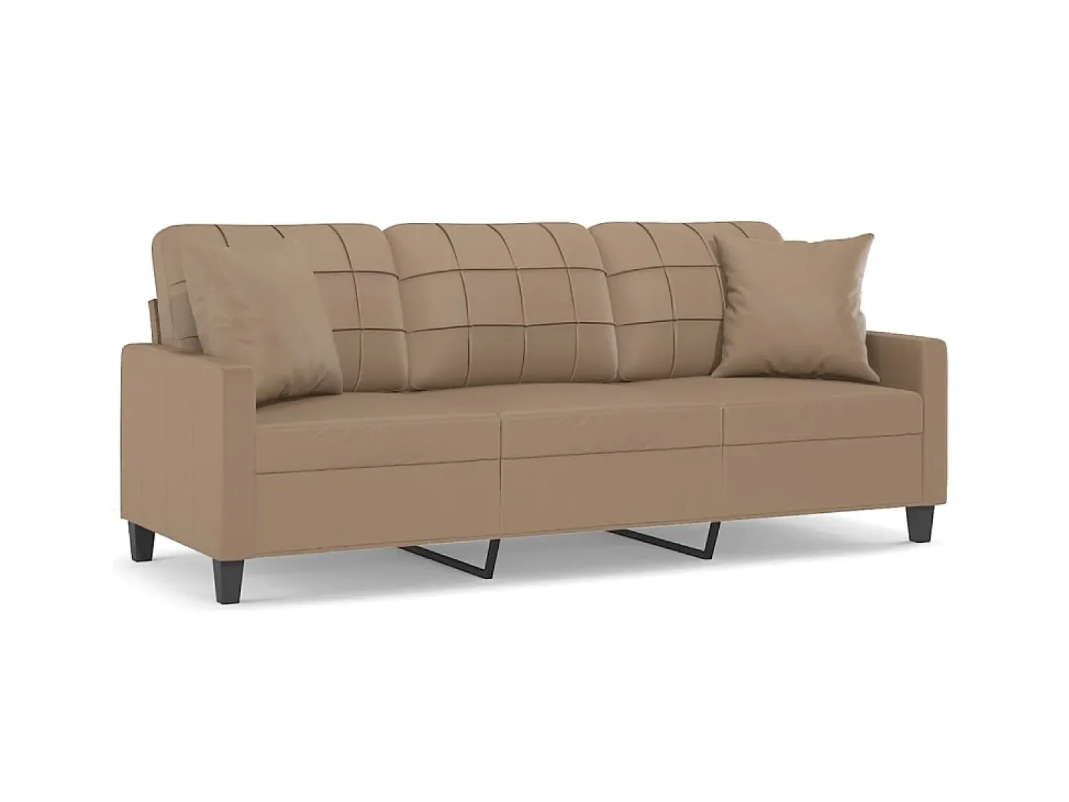 Sofá* Sofá 3 lug. c/ almofadas 180 cm couro artif. cappuccino PT353805 Castanho
