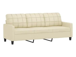 Sofá| Sofá 3 lug. c/ almofadas decorativas 180 cm couro artif. PT874464 Creme