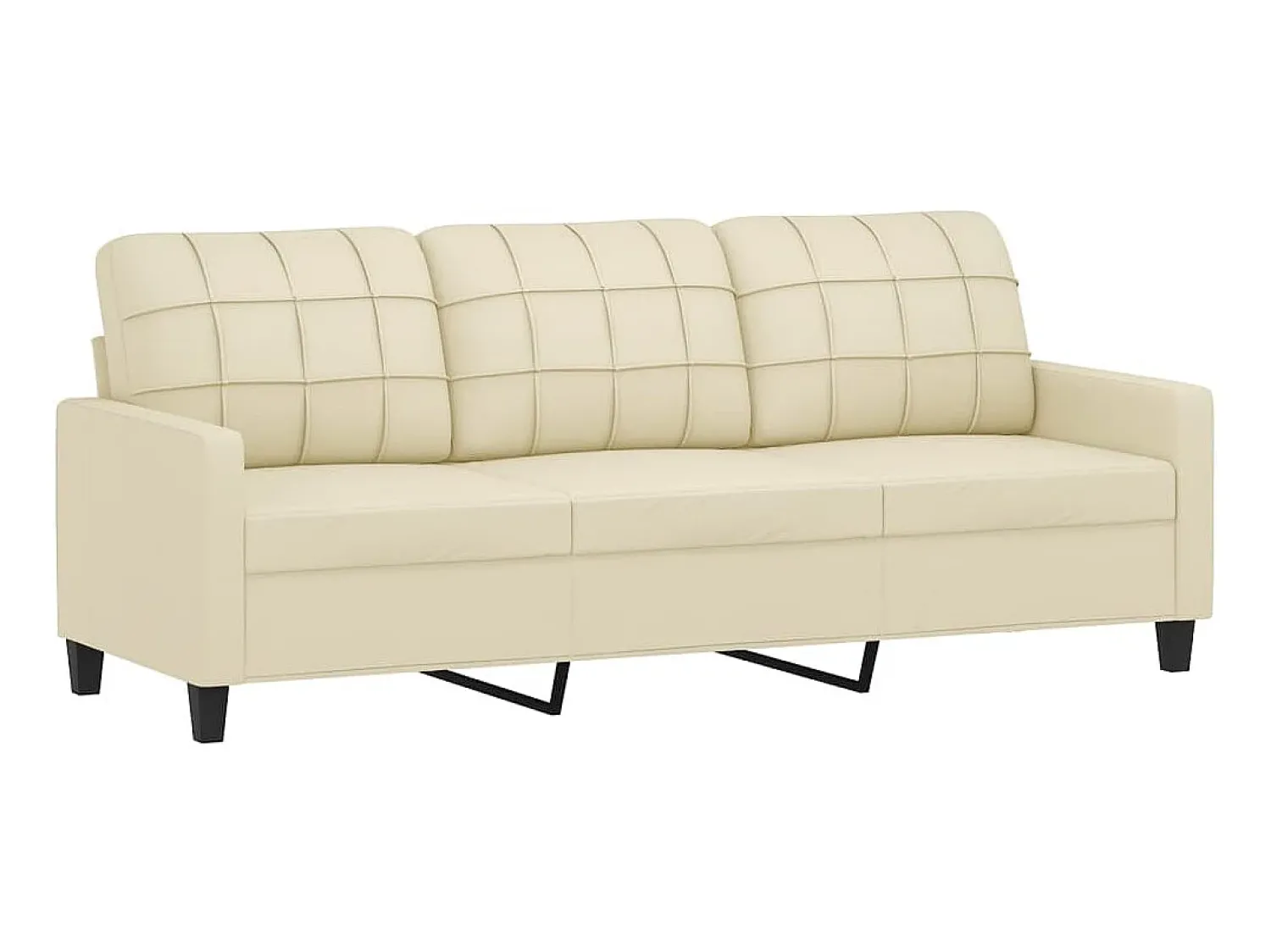 Sofá| Sofá 3 lug. c/ almofadas decorativas 180 cm couro artif. PT874464 Creme