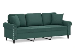 Sofá 3 lug. c/ almofadas decorativas 180 cm veludo -escuro PT865613^ Sofá