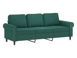 Sofá 3 lug. c/ almofadas decorativas 180 cm veludo -escuro PT865613^ Sofá