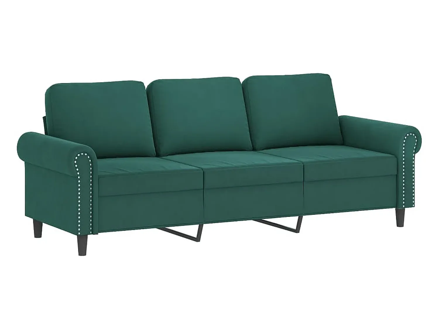 Sofá 3 lug. c/ almofadas decorativas 180 cm veludo -escuro PT865613^ Sofá