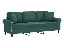 Sofá 3 lug. c/ almofadas decorativas 180 cm veludo -escuro PT865613^ Sofá