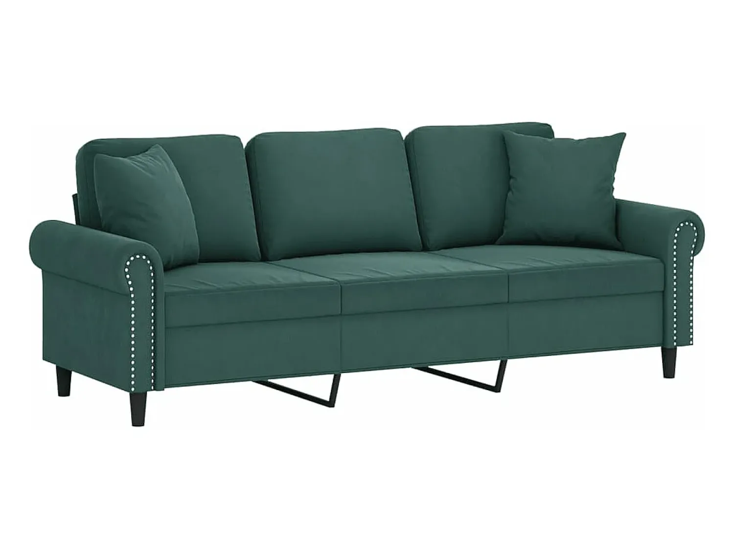 Sofá 3 lug. c/ almofadas decorativas 180 cm veludo -escuro PT865613^ Sofá