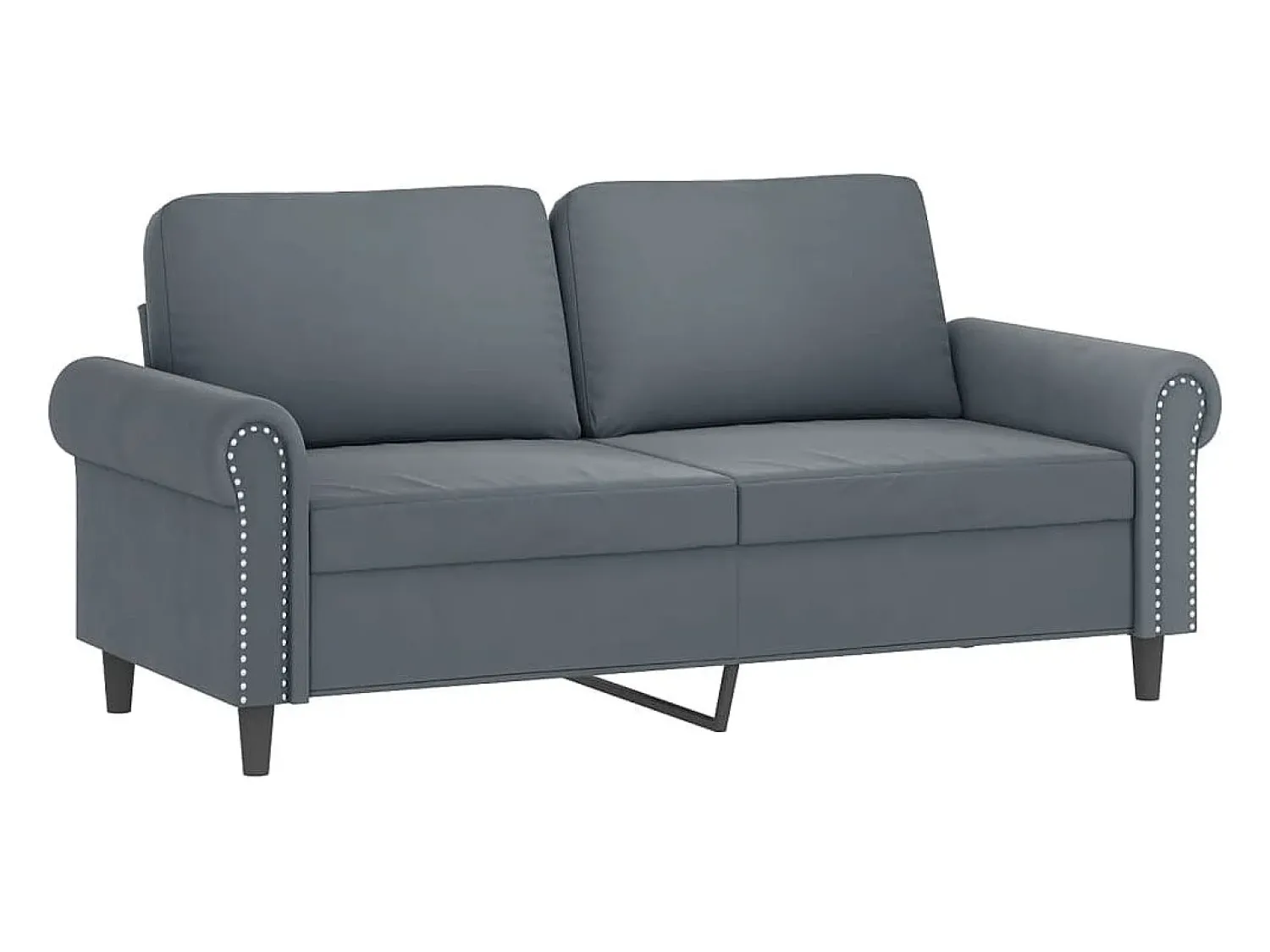 Sofá 2 lug. c/ almofadas decorativas 140 cm veludo cinza-escuro PT759540^ Sofá