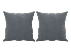 Sofá 2 lug. c/ almofadas decorativas 140 cm veludo cinza-escuro PT759540^ Sofá