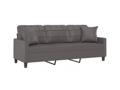 Sofá* Sofá 3 lug. c/ almofadas decorativas 180 cm couro artif. cinza PT473917 Cinzento
