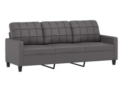 Sofá* Sofá 3 lug. c/ almofadas decorativas 180 cm couro artif. cinza PT473917 Cinzento