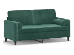 New Sofá 2 lug. c/ almofadas decorativas 140cm veludo -escuro PT733277 Verde