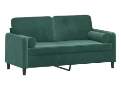 New Sofá 2 lug. c/ almofadas decorativas 140cm veludo -escuro PT733277 Verde