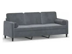 Sofá* Sofá 3 lug. c/ almofadas decorativas 180 cm veludo cinza-escuro PT205070 Cinzento