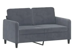 Sofá 2 lug. c/ almofadas decorativas 120 cm veludo cinza-escuro PT681801^ Sofá