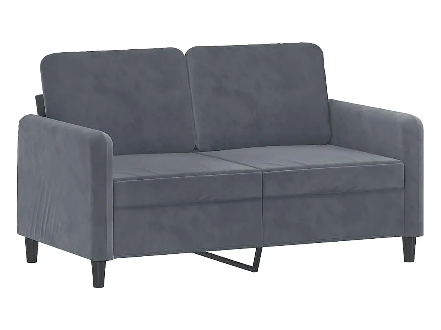 Sofá 2 lug. c/ almofadas decorativas 120 cm veludo cinza-escuro PT681801^ Sofá
