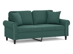Sofá* Sofá 2 lug. c/ almofadas decorativas 140cm veludo -escuro PT931028 Verde