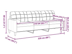 Sofá|vidaxl Sofá 3 lug. c/ almofadas decorativas 210cm tecido -claro Amarelo