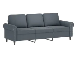 Hot Sofá 3 lug. c/ almofadas decorativas 180 cm veludo cinza-escuro PT647304 Cinzento