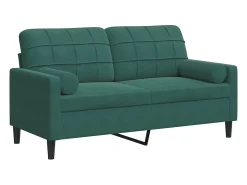 Clearance vidaxl Sofá 2 lug. c/ almofadas decorativas 140cm veludo -escuro Verde