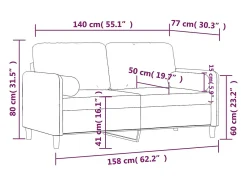 Sofá*vidaxl Sofá 2 lug. c/ almofadas decorativas 140 cm veludo cinza-escuro Cinzento