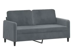 Sofá| Sofá 2 lug. c/ almofadas decorativas 140 cm veludo cinza-escuro PT427550 Cinzento
