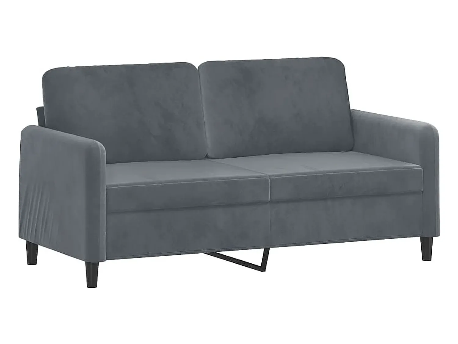 Sofá| Sofá 2 lug. c/ almofadas decorativas 140 cm veludo cinza-escuro PT427550 Cinzento