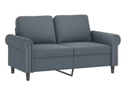 Sofá 2 lug. c/ almofadas decorativas 120 cm veludo cinza-escuro PT689431^ Sofá