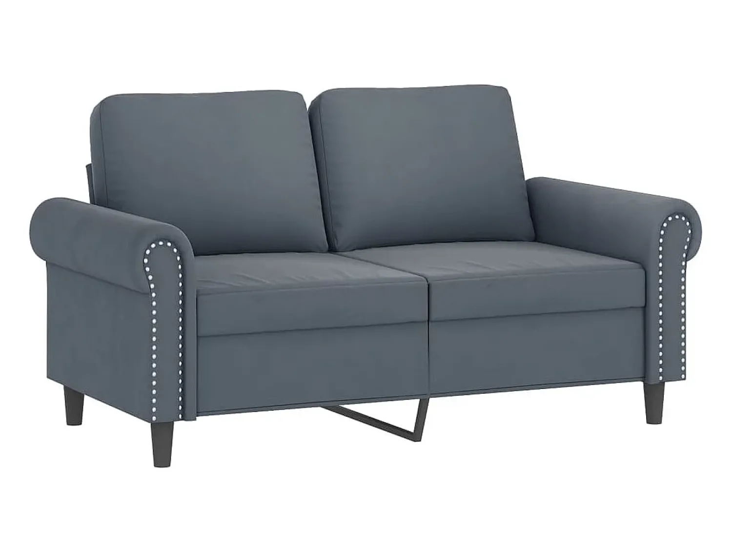 Sofá 2 lug. c/ almofadas decorativas 120 cm veludo cinza-escuro PT689431^ Sofá