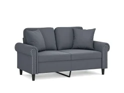 Sofá 2 lug. c/ almofadas decorativas 120 cm veludo cinza-escuro PT689431^ Sofá