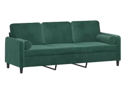 Sofá| Sofá 3 lug. c/ almofadas decorativas 180 cm veludo -escuro PT658530 Verde