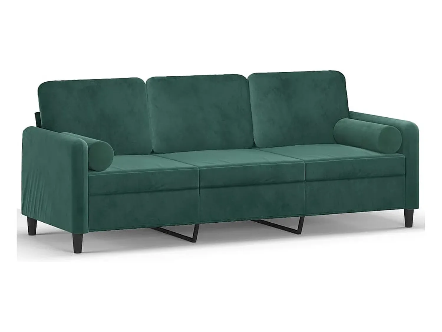 Sofá| Sofá 3 lug. c/ almofadas decorativas 180 cm veludo -escuro PT658530 Verde