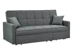 Sofá|Vente-unique Sofá 3 lug. convertível em cama tecido cinza - CANETTI Cinzento