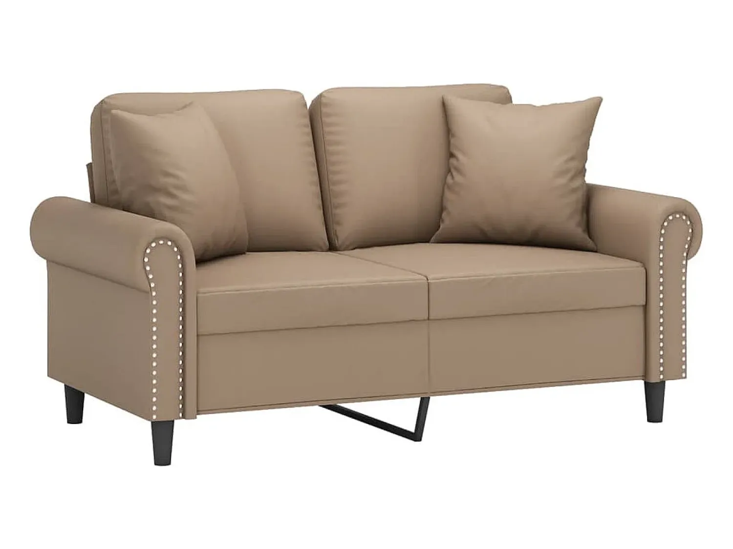 Sofá* Sofá 2 lugares + almofadas 120 cm couro artificial cappuccino PT262987 Castanho