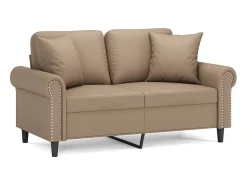Sofá* Sofá 2 lugares + almofadas 120 cm couro artificial cappuccino PT262987 Castanho