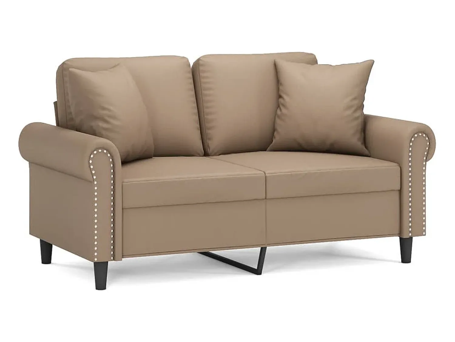 Sofá* Sofá 2 lugares + almofadas 120 cm couro artificial cappuccino PT262987 Castanho