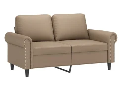 Sofá* Sofá 2 lugares + almofadas 120 cm couro artificial cappuccino PT262987 Castanho