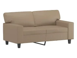 Sofá| Sofá 2 lugares + almofadas 120 cm couro artificial cappuccino PT653104 Castanho