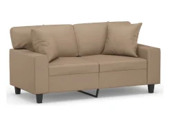 Sofá| Sofá 2 lugares + almofadas 120 cm couro artificial cappuccino PT653104 Castanho
