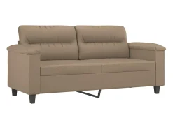 Sofá| Sofá 2 lugares + almofadas 140 cm couro artificial cappuccino PT120474 Castanho