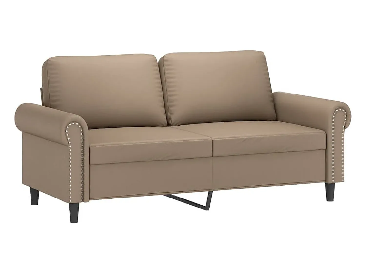 Sofá 2 lugares + almofadas 140 cm couro artificial cappuccino PT109055^ Sofá