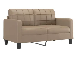 Outlet Sofá 2 lugares + almofadas 140 cm couro artificial cappuccino PT594714 Castanho