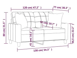 New vidaxl Sofá 2 lugares + almofadas 120 cm couro artificial cappuccino Castanho