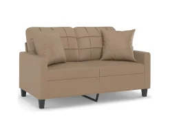 Sofá* Sofá 2 lugares + almofadas 120 cm couro artificial cappuccino PT621422 Castanho