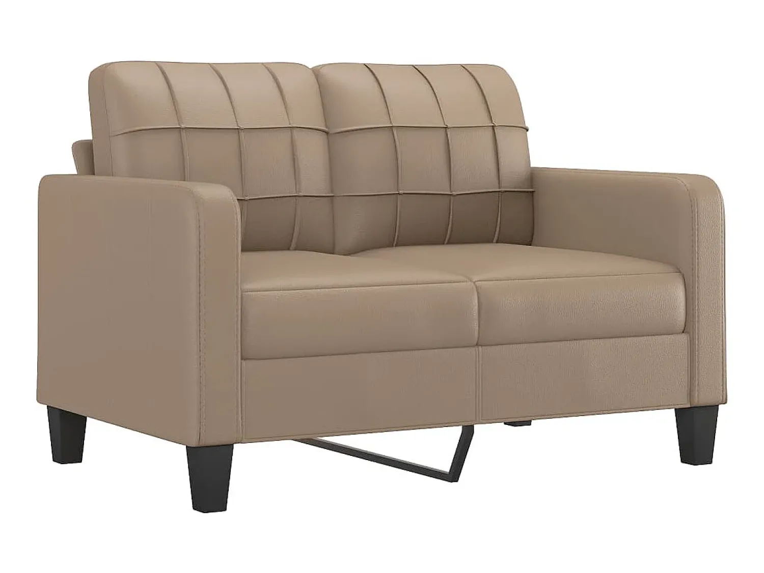 Sofá* Sofá 2 lugares + almofadas 120 cm couro artificial cappuccino PT621422 Castanho
